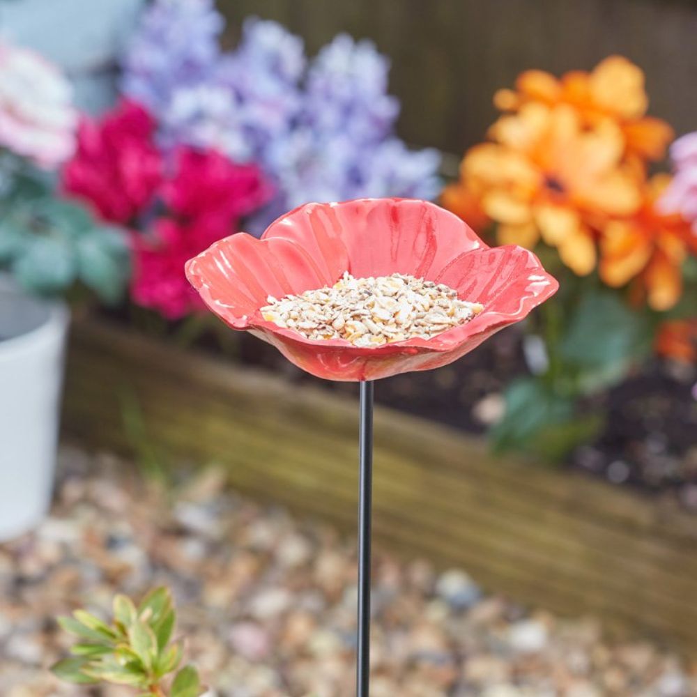 Smart Garden Poppy Bird Feeder Stake