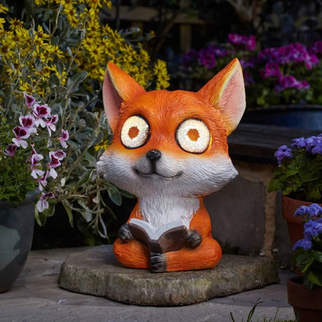 Smart Solar 27cm Fox Eyes Garden Ornament - Old Railway Line Garden Centre
