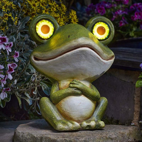 Smart Solar 27cm Frog Eyes Garden Ornament - Old Railway Line Garden Centre
