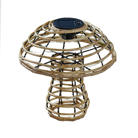 Smart Solar 35cm GlowCap Rattan Mushroom Garden Ornament - Old Railway Line Garden Centre
