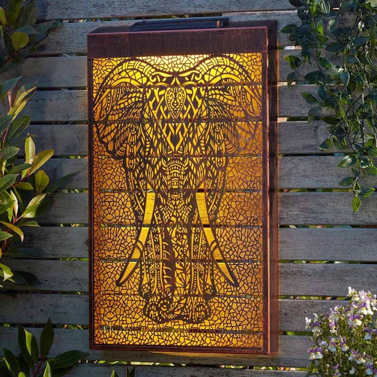 Smart Solar 50cm Elephant Wall Art with LED Back Lights - Old Railway Line Garden Centre