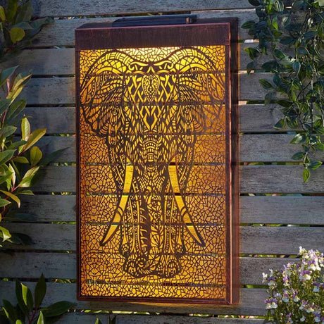 Smart Solar 50cm Elephant Wall Art with LED Back Lights - Old Railway Line Garden Centre