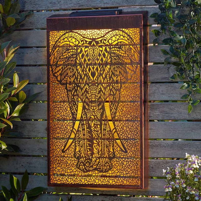 Smart Solar 50cm Elephant Wall Art with LED Back Lights - Old Railway Line Garden Centre