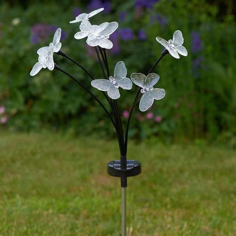 Smart Solar 70cm Flutter Lights Butterfly 8 Stem Garden Stake Light - Old Railway Line Garden Centre