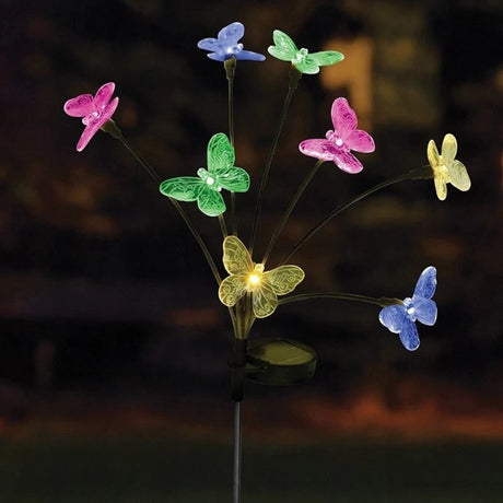 Smart Solar 70cm Flutter Lights Butterfly 8 Stem Garden Stake Light - Old Railway Line Garden Centre