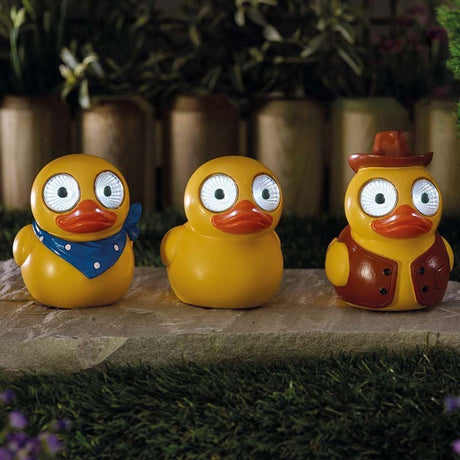 Smart Solar 9cm Lucky Ducky! Garden Ornament - Old Railway Line Garden Centre