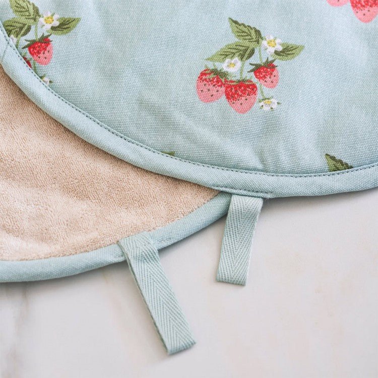 Sophie Allport Strawberries Blue Circular Hob Cover - Old Railway Line Garden Centre