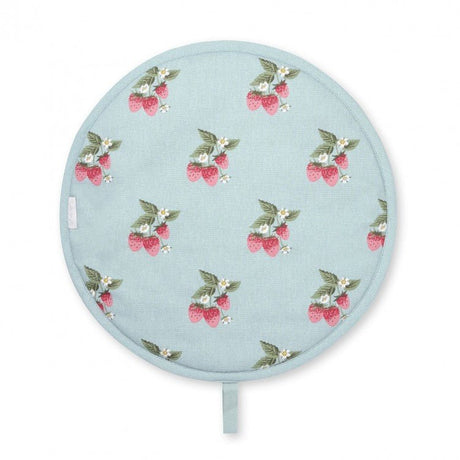 Sophie Allport Strawberries Blue Circular Hob Cover - Old Railway Line Garden Centre