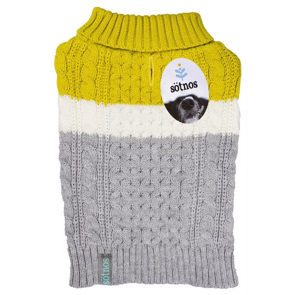 Sotnos Grey & Yellow 33cm Medium Dog Jumper