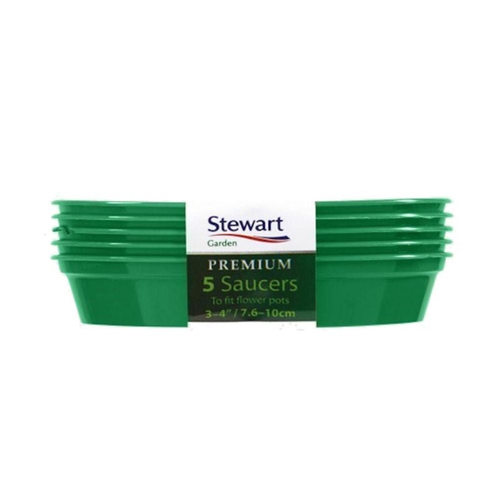 Stewarts 13 - 15cm Green Flower Pot Saucer (Pack of 5) - Old Railway Line Garden Centre