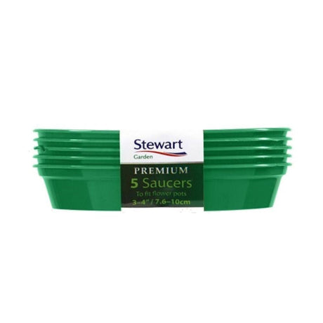 Stewarts 13 - 15cm Green Flower Pot Saucer (Pack of 5) - Old Railway Line Garden Centre
