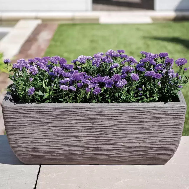 Stewarts 20L Cotswold Trough Millstone Planter - Grey - Old Railway Line Garden Centre