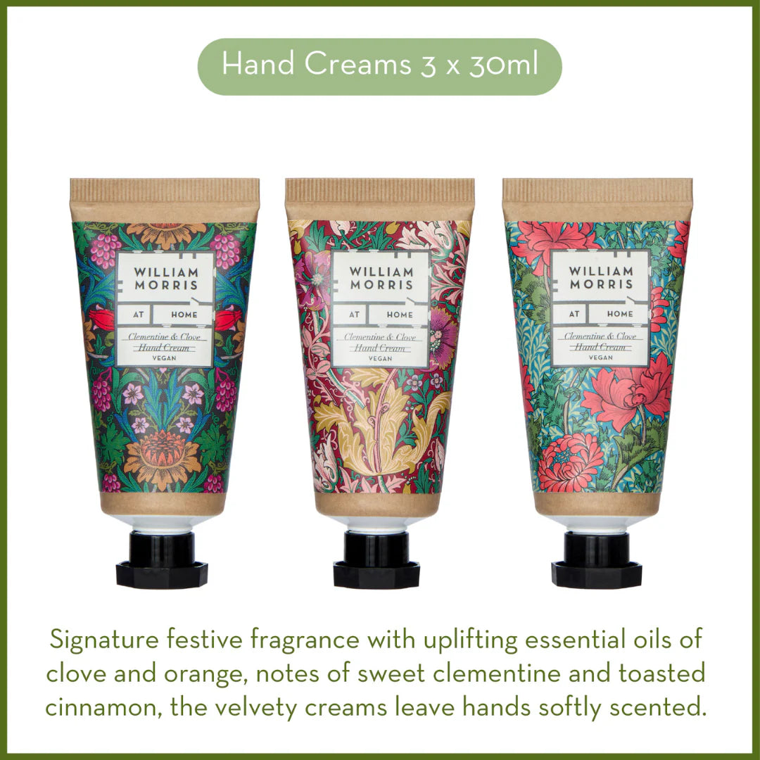 William Morris Sunflower Swan Clementine & Clove Three Hand Creams