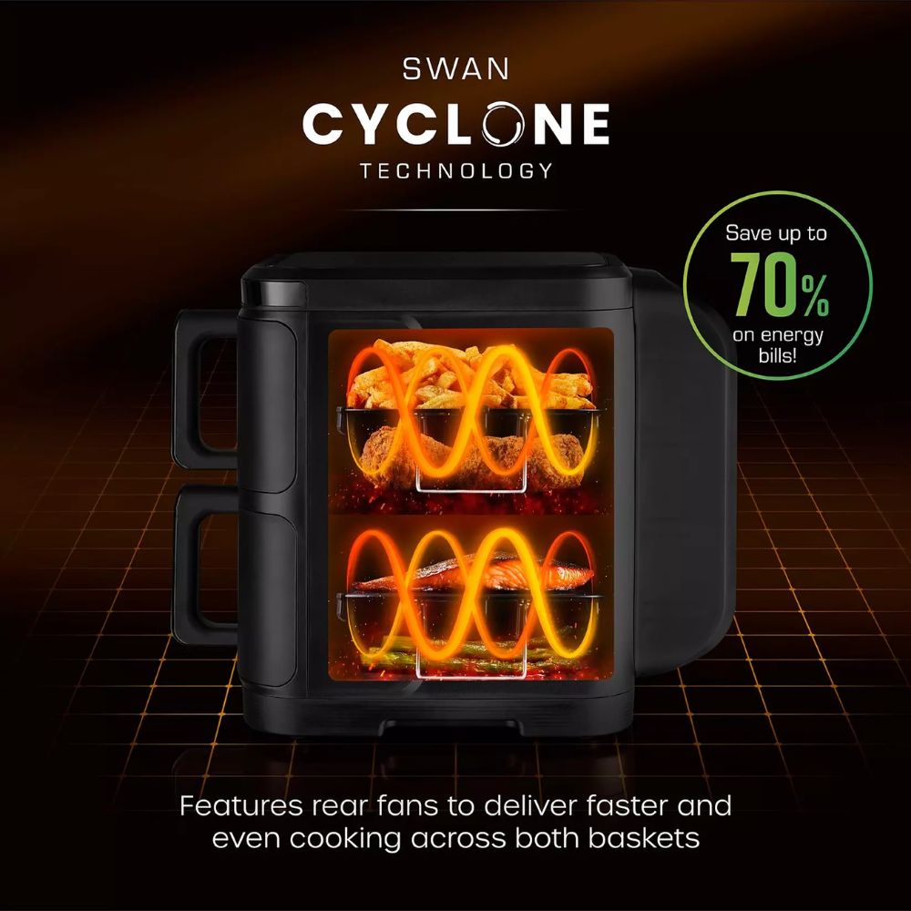 Swan 11L Black Duo Layer Air Fryer