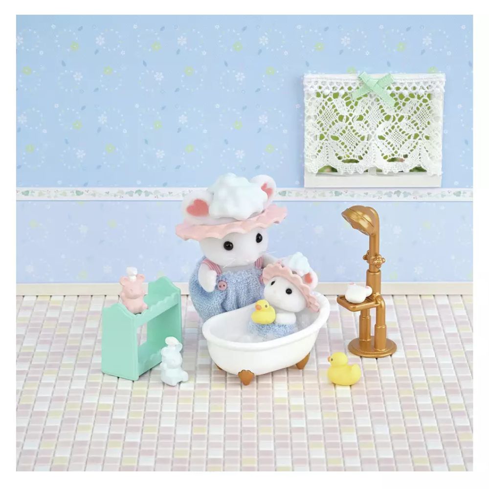 Sylvanian Families Bath Time Bubble Siblings Playset - Old Railway Line Garden Centre