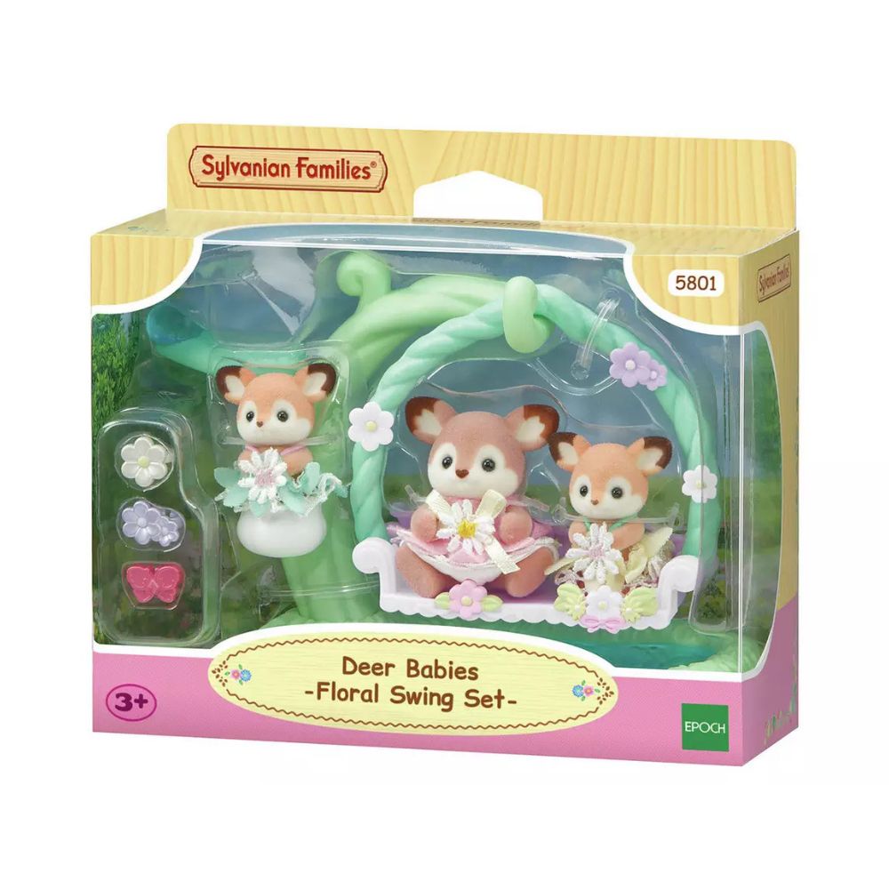 Sylvanian Families Deer Babies Floral Swing Set - Old Railway Line Garden Centre