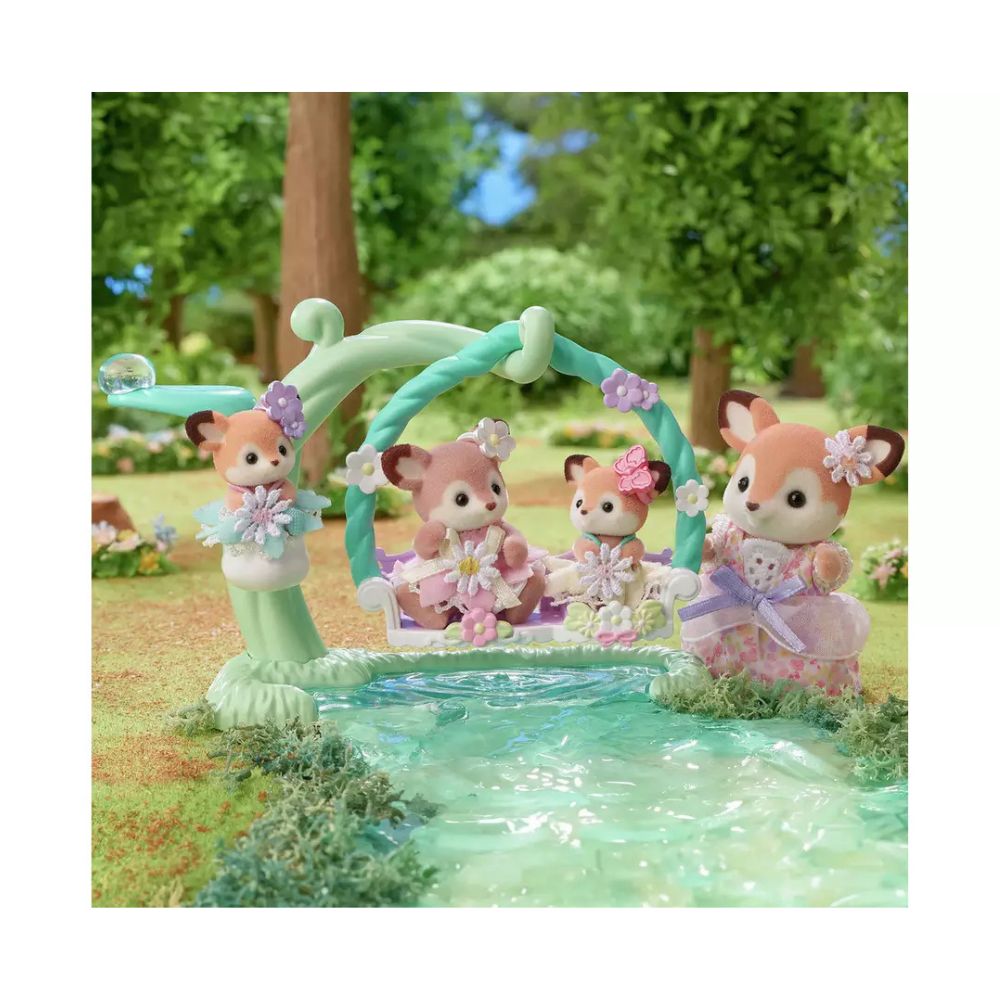 Sylvanian Families Deer Babies Floral Swing Set - Old Railway Line Garden Centre