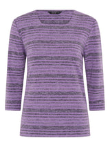 TIGI 14/16 Amethyst Melange Stripe Square Neck Top - T25-05A