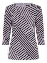 TIGI 08/10 Lilac Diagonal Line Print Top - T25-05D
