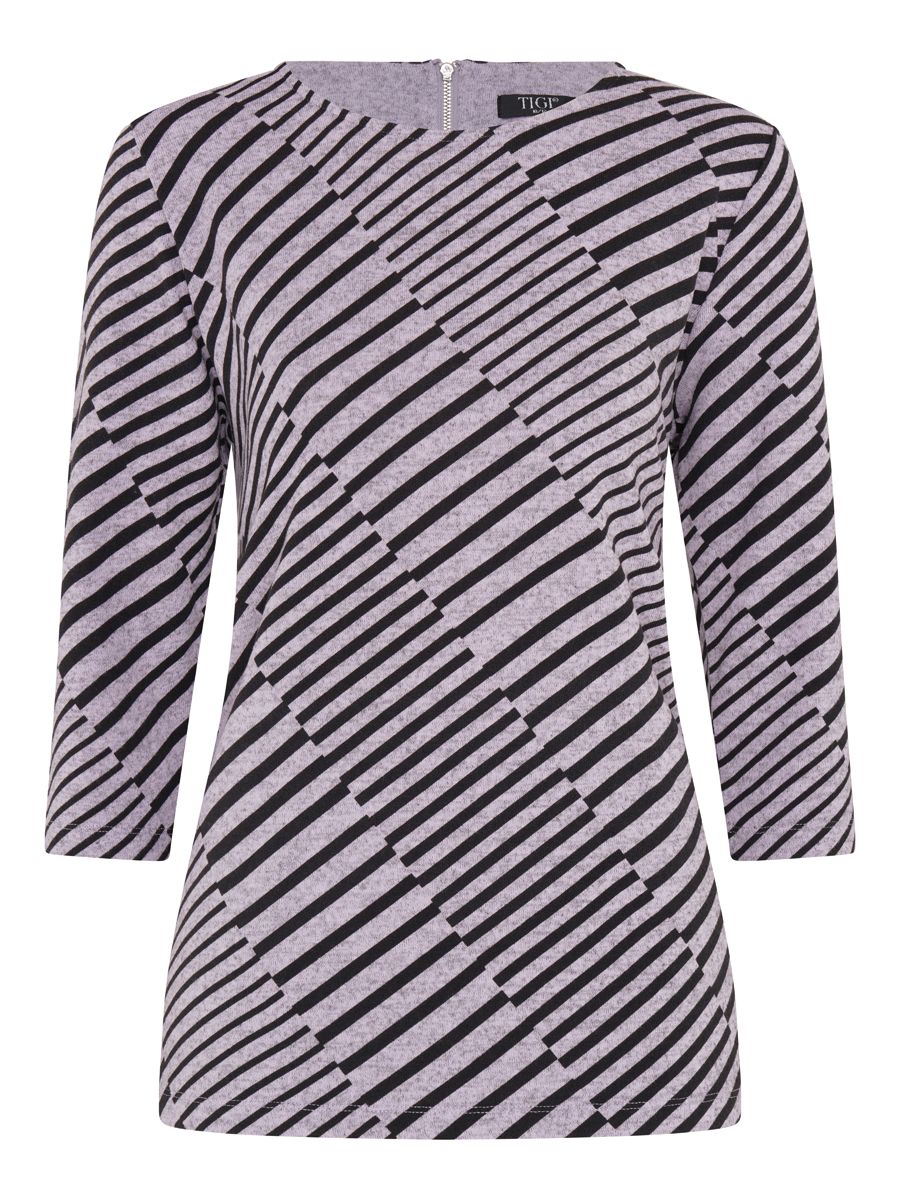 TIGI 18/20 Lilac Diagonal Line Print Top - T25-05D