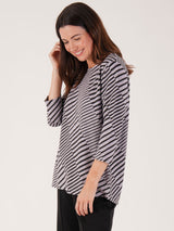 TIGI 18/20 Lilac Diagonal Line Print Top - T25-05D