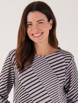 TIGI 10/12 Lilac Diagonal Line Print Top - T25-05D