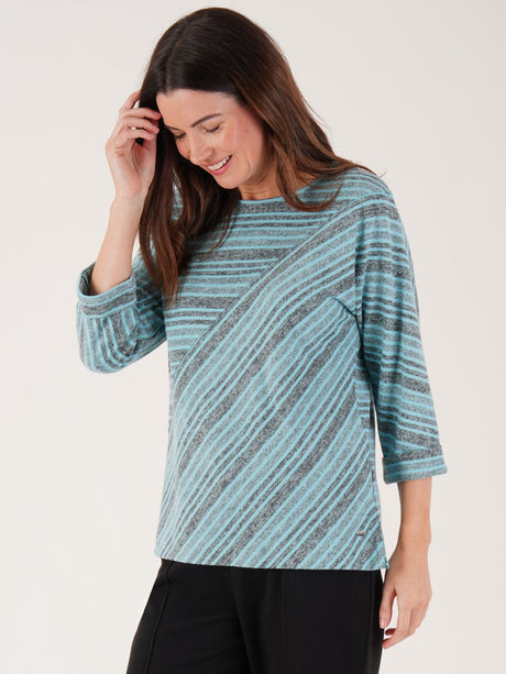 TIGI 22/24 Blue Opal Melange Stripe Top - T25-06B