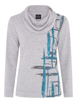 TIGI 10/12 Grey Cowl Neck Brush Stroke Placement Top - T25-06D