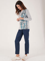 TIGI 10/12 Grey Cowl Neck Brush Stroke Placement Top - T25-06D