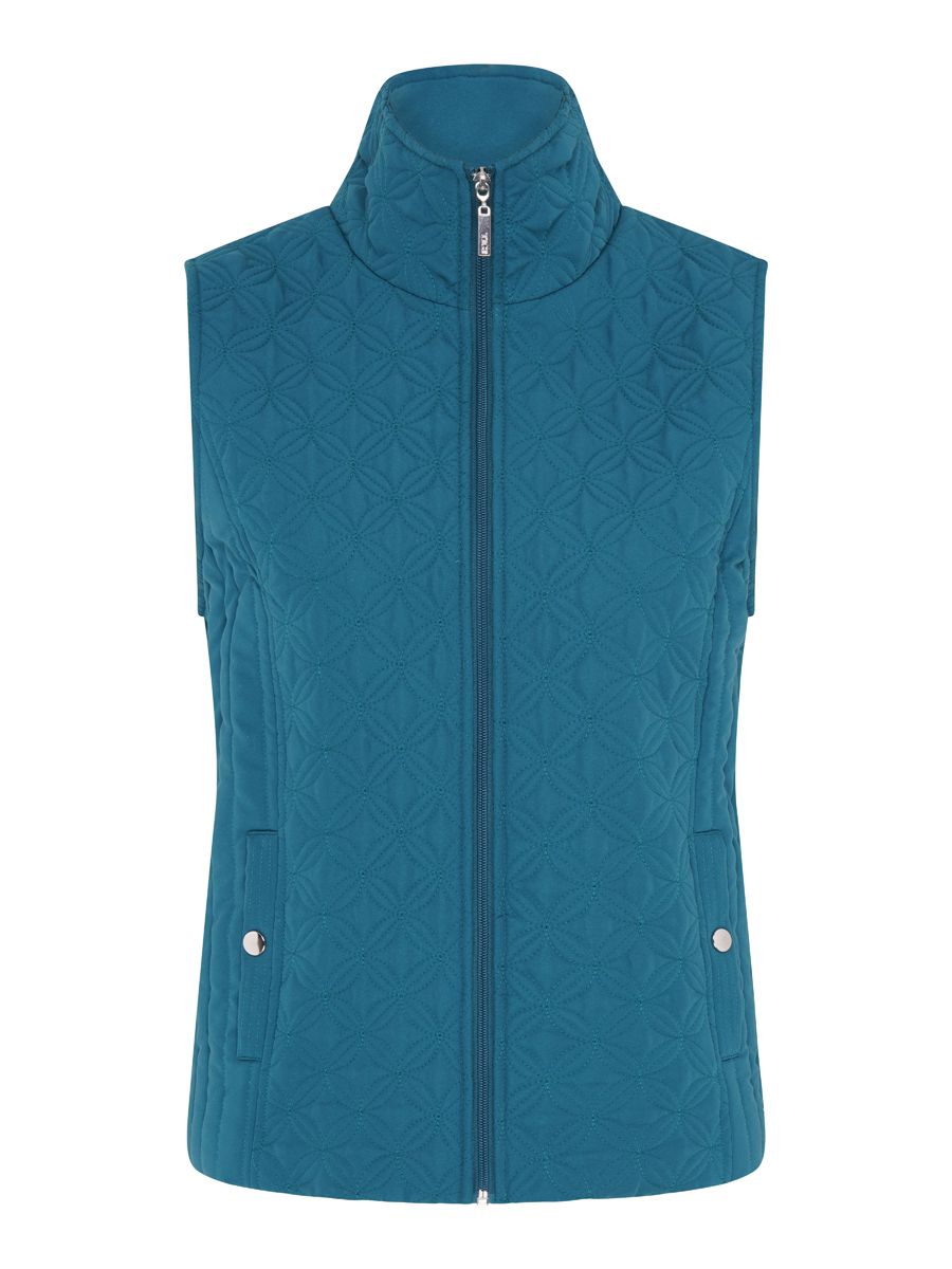 TIGI 08/10 Teal Multi Quilt Panel Gilet - T25-06E