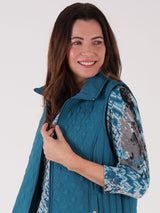 TIGI 14/16 Teal Multi Quilt Panel Gilet - T25-06E