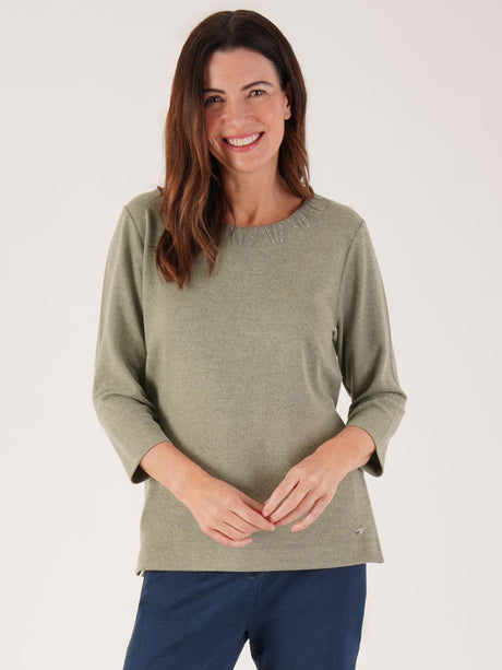 TIGI 18/20 Basil Zig Zag Decorative Neckline Top - T25-07A