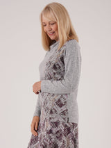 TIGI 10/12 Grey Split Mosaic Print Cowl Neck Top - T25-08A