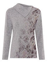 TIGI 10/12 Grey Split Mosaic Print Cowl Neck Top - T25-08A