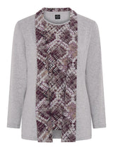 TIGI 10/12 Grey/Purple Mosaic Print Mock Cardi Tunic - T25-08D