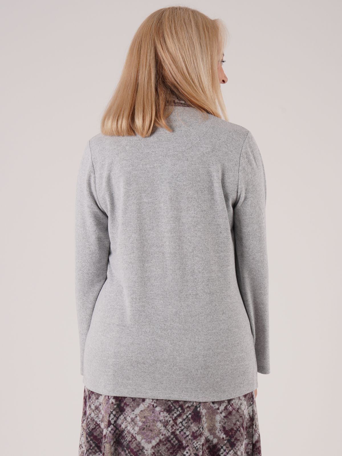 TIGI 10/12 Grey/Purple Mosaic Print Mock Cardi Tunic - T25-08D