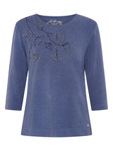 TIGI 8/10 Blue Fine Line Flower on Shoulder Top - T25-09B