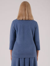 TIGI 22/24 Blue Fine Line Flower on Shoulder Top - T25-09B