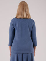 TIGI 10/12 Blue Floral Poppy Line Art Top - T25-09B