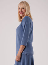 TIGI 10/12 Blue Floral Poppy Line Art Top - T25-09B