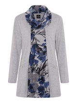 TIGI 10/12 Grey/Blue Blur Floral Mock Cowl Neck Top - T25-09D