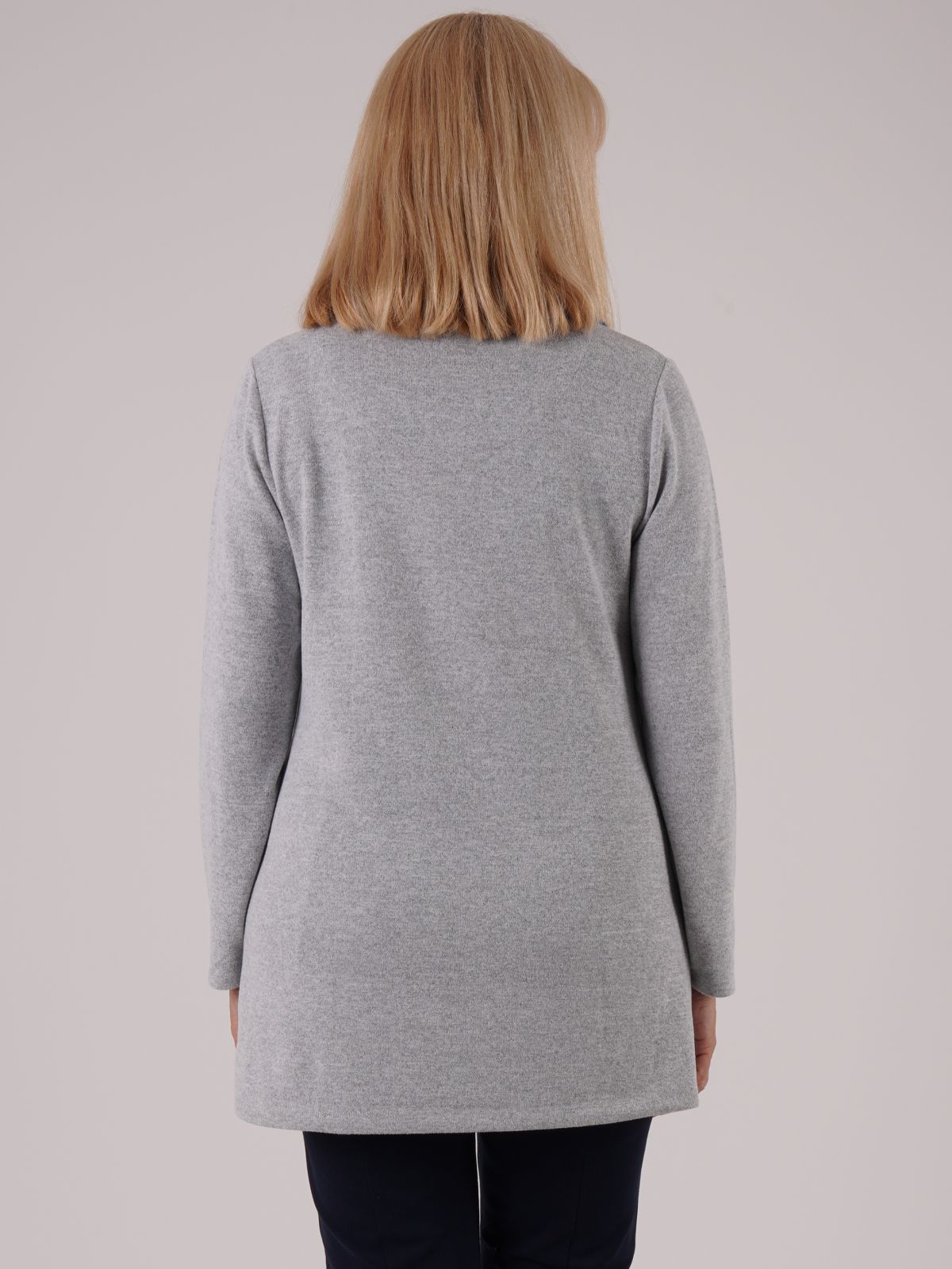 TIGI 10/12 Grey/Blue Blur Floral Mock Cowl Neck Top - T25-09D