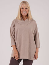 TIGI 10/12 Natural Alpaca Cowl Neck Tunic Top - T25-10B
