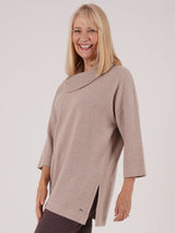 TIGI 14/16 Natural Alpaca Cowl Neck Tunic Top - T25-10B