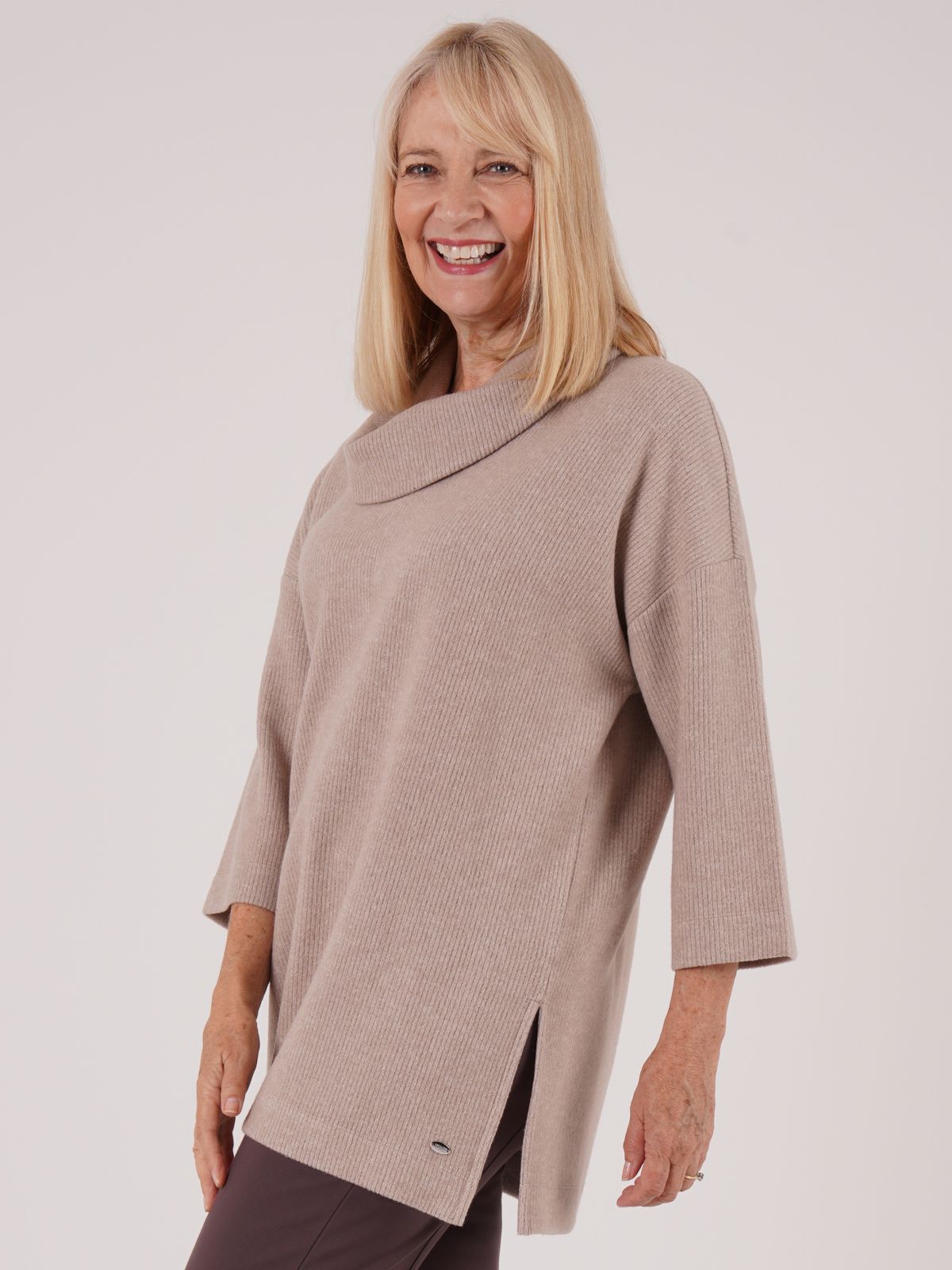 TIGI 10/12 Natural Alpaca Cowl Neck Tunic Top - T25-10B