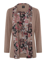 TIGI 10/12 Chocolate Chip Tiled Mock Cardi Top - T25-10D