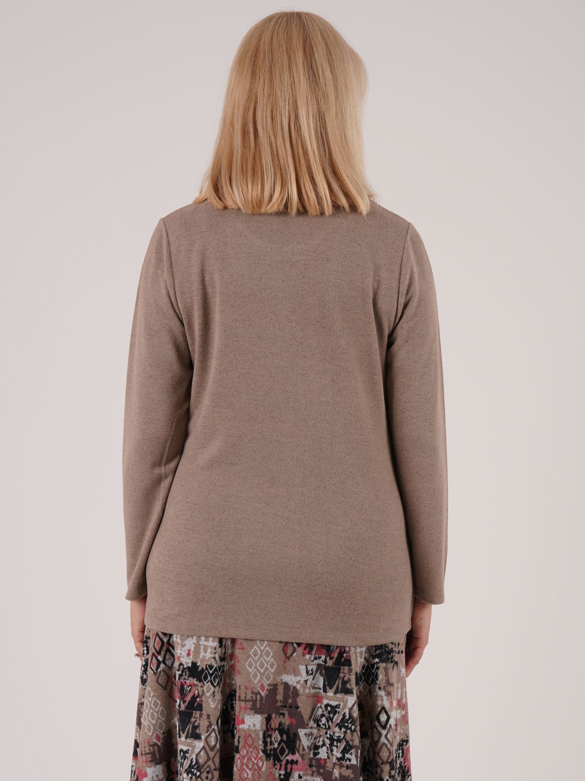 TIGI 10/12 Chocolate Chip Tiled Mock Cardi Top - T25-10D