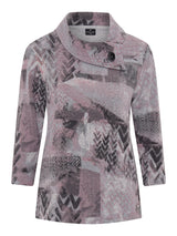 TIGI 10/12 Grey Blur Print Split Cowl Neck Top - T25-11A