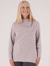 TIGI 18/20 Pink Rose Zip Split Cowl Neck Rib Top - T25-11B