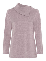 TIGI 18/20 Pink Rose Zip Split Cowl Neck Rib Top - T25-11B